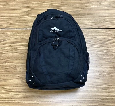 High Sierra Backpack Padded Black Book Laptop Work School Hiking Camping Bag - Image 1 of 4