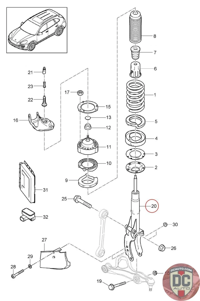2011-2018 Porsche Cayenne Right Front Strut 95834304401 - Image 1 of 1
