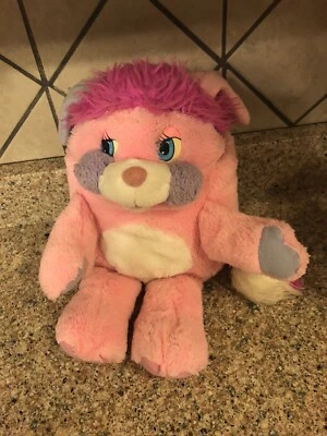 Vintage 1985 Pink Party POPPLES Plush Stuffed Animal Soft Toy 15” Purple Cheeks - Изображение 1 из 4