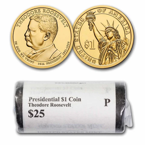 2013-P Theodore Roosevelt 25-Coin Presidential Dollar Roll BU - SKU#231228 Cover