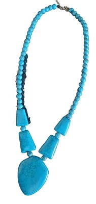 Blue Howlite Arrow Head Statement Necklace  in High Polished Stainless Steel - Image 1 of 4