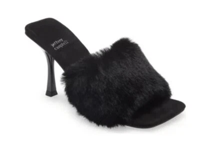 Zapato Sandalia Jeffrey Campbell Utópico Negro Imitación Piel Tacón Deslizable Talla 6.5 NUEVO Foto 1 de 4