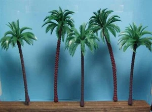 5 Pcs of O Gauge Tall Model Coconut Palm Trees 2 Pcs. 7 3/8" & 3 Pcs. 6 3/8" New - Picture 1 of 1