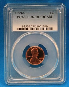 1999-S PCGS Lincoln Cent Graded PR69RD DCAM PCGS # 93530.69/38651676 - Picture 1 of 4