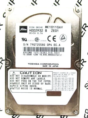Toshiba 10GB MK1011GAV IDE HDD2932 B ZE01 Laptop Hard Drive - WIPED & TESTED! - Image 1 of 4