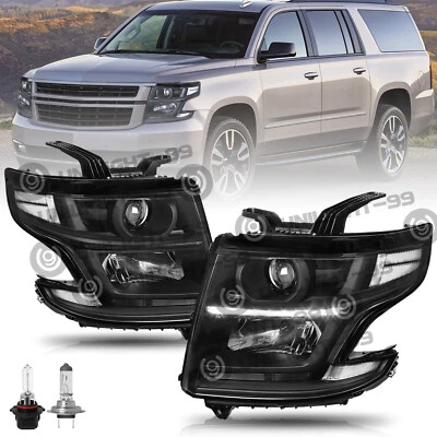 For 2015-2020 Chevy Tahoe Suburban Black Headlight Projector Headlamp w/ LED DRL - Image 1 of 4