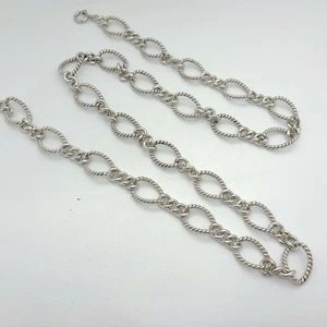 Rare Signed 833 Sterling Silver 18mm Oval Rope Twist Link Chain Necklace 36 Inch - Picture 1 of 10
