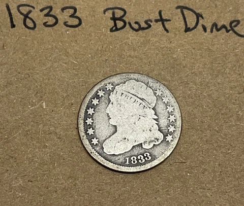 1833 Capped Bust Dime Obverse G Reverse Ag Cover