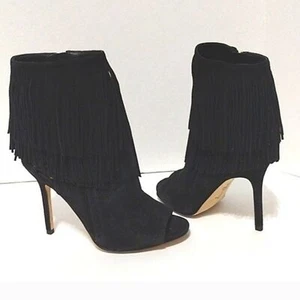 Sam Edelman Arizona Fringe Open Toe Suede Leather Ankle Booties Women’s US 5 - Picture 1 of 16