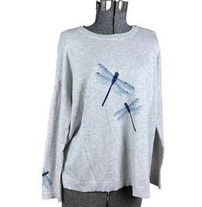 J Jill Dragonfly Sweater Size Medium Petite Gray - Picture 1 of 5