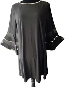 JBS Women's Dress Christmas Night Holyday's Black Bell Sleeve Size L Rhinestone - Picture 1 of 11