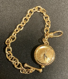 Bellezza Goldmünze Italien Taschenuhr neue Batterie Fliegenmotte Insekt läuft super - Bild 1 von 8