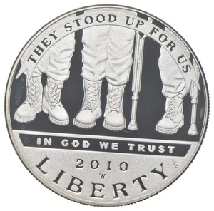 2010-W Proof Disabled Veterans Commemorative Silver Dollar $1 - Picture 1 of 3