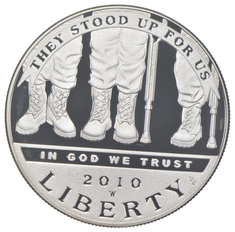2010-W Proof Disabled Veterans Commemorative Silver Dollar $1 - Image 1 of 3