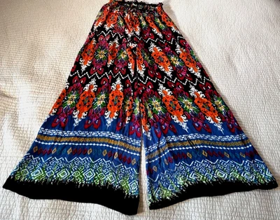 Pantalones ANGIE Palazzo de pierna ancha para mujer talla mediana negros y multicolores NUEVO Foto 1 de 4