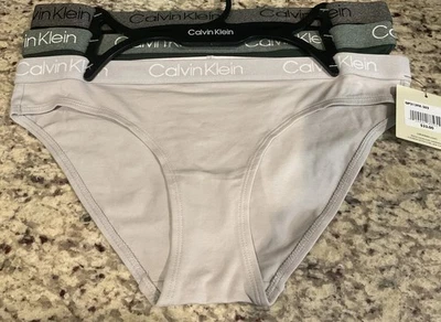 CALVIN KLEIN Panties Sz L 3Pk QP2139X-302 Cotton Bikini Black,Green,Grey MSRP$33 - Image 1 of 4
