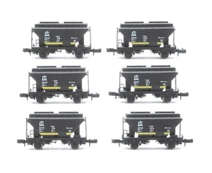 MICRO ACE 'N' GAUGE A3023 RAKE OF 6 ASSORTED BLACK HOPPER WAGONS - Picture 1 of 8