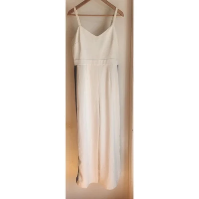 Macacão Aqua Colorblock perna larga marfim e preto gola V alça ajustável novo com etiquetas M - Imagem 1 de 4