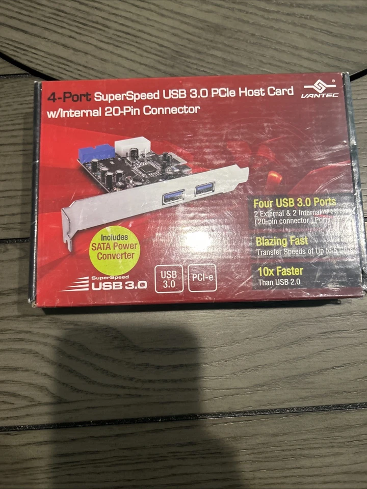 Vantec UGT-PC345 4-Port SuperSpeed USB 3.0 PCI Express Host Card Brand New! - Image 1 of 4