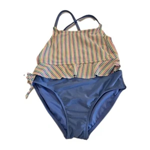Cat & Jack L (10/12) Girls Swim Suit Two Piece Ruffle With Ornamental Ties - Picture 1 of 11