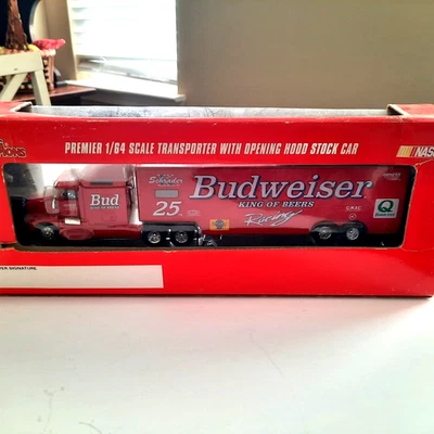 Ken Schrader Budweiser #25 Transporter 1/64 Nascar Racing Champions with Car - Image 1 of 4