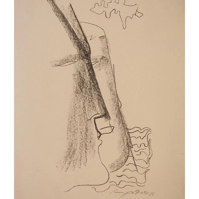 Günter Horlbeck Gesichter Abstrakt Ostdeutsche Kunst signiert Lithografie 1965 - Bild 1 von 3