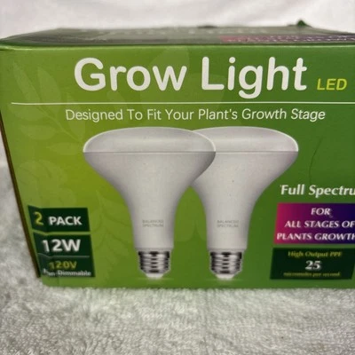 Grow Light LED Light Bulb 12 Watt Full Spectrum All Stages of Growth 2 PACK! - Image 1 of 4