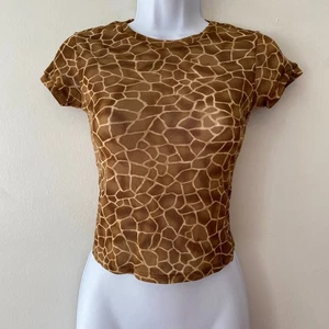 Victoria's Secret Babydoll-T-Shirt Giraffenmuster Kurzarm halbtransparent Größe XS Vintage - Bild 1 von 8