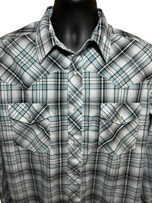Wrangler Western Long Sleeve Button Up Pearl Snap Metallic Weave Men’s Large - Image 1 of 4