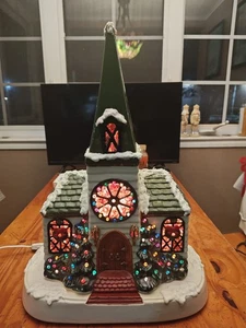 Vintage 70er Jahre Le Fauve Weihnachtsdeko Kirche Tischlampe Nachtlicht 19" - Bild 1 von 16