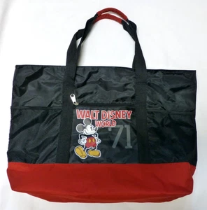 22" x 15" WALT DISNEY WORLD 71 TRAVEL/BEACH TOTE BAG WITH HANDLES, BLACK & RED - Picture 1 of 5