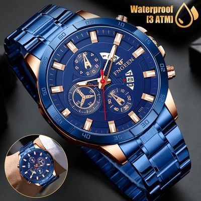 Reloj Pulsera Hombre Impermeable Acero Inoxidable Cuarzo Clásico Luminoso Negocios Foto 1 de 4