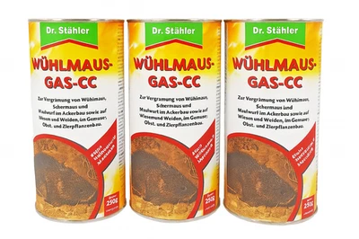 Dr Stähler Wühlmausgas CC Vergrämungsmittel Schermaus Maulwurf Fernhalte 3x250 g - Bild 1 von 2