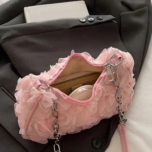 Modern Wear Resistant Party Purse Comfortable Chain Strap Lace Accent Compact - Picture 1 of 11