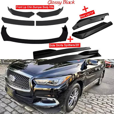 For Infiniti QX50 QX70 Front Bumper Lip Spoiler Body Kit Side+Skirt Rear Foto 1 de 4