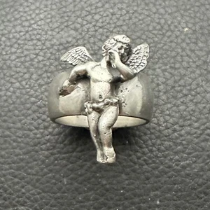 MJG ARGENTO STERLING. FASCIA ANELLO ANGELO DONNA. ANELLO ANGELO CHERUBINO. TAGLIA 8 - Foto 1 di 1