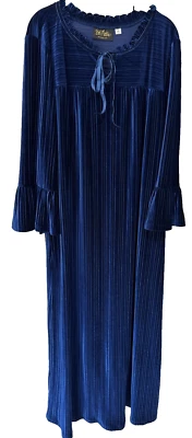 Bob Mackie Wearable Art Blue Ribbed Velvet Robe Size 2X Loungewear Nightgown - Image 1 of 4