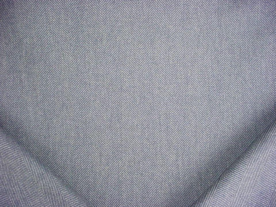 3Y Lee Jofa Mulberry Home H101 Blue Wool Herringbone Drapery Upholstery Fabric - Image 1 of 4