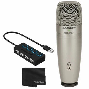 Samson C01U PRO USB Studio Condenser Microphone (Silver) + 4 Port USB 2.0 Hub - Picture 1 of 4