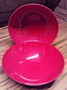 Red Melamine Bowls 2pc for Cereal-Soup-Salad-Desserts-D=7", H=2.5" K26 - Picture 1 of 5