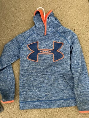 Under Armour蓝色和橙色青年中号连帽衫 — 第 1/2 张图片