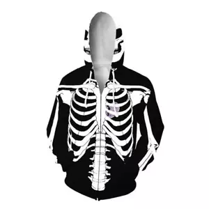 Mens Fashion Skeleton Hoodie Workout Top Casual Hooded Coat Hip Hop Sweatshirt - Picture 1 of 19