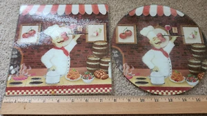 Fat Chef GLASS HOT PLATES / WALL DECORATIONS 8" X 8" & 8" & DAILY SHIPPING! - Picture 1 of 5