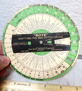 Pin de tejer Boye vintage y calibre de puntada, divertido artículo de colección - Imagen 1 de 3