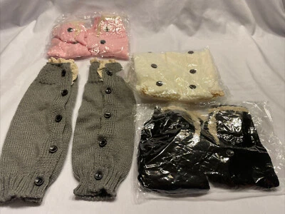 Calentador de piernas/cubierta de botas para niñas con ribete de encaje, nuevo, lote de 4 Foto 1 de 4