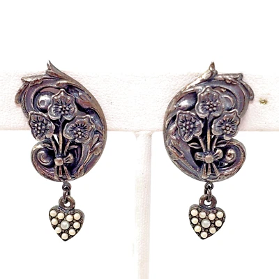 Pendientes Kirks Folly Glam Corazón Colgante Estrás Clip Foto 1 de 4