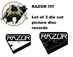 RAZOR 3 die cut picture disc lot sodom sacrifice DRI exumer repulsion - Picture 1 of 8