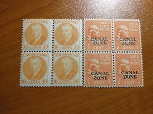 Panama Canal Zone 1/2 10 Cent Stamp Blocks MNH Overprint on US Franklin #108 118 - Picture 1 of 2