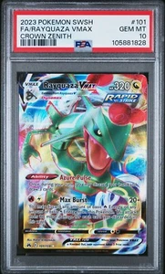 2023 POKEMON SWORD & SHIELD CROWN ZENITH #101 FULL ART/RAYQUAZA VMAX PSA 10 - Picture 1 of 2