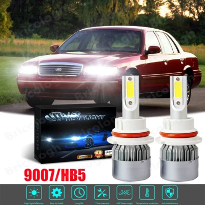 Lâmpadas de LED feixe alto/baixo para Ford Crown Victoria 1998-2011 -2x 9007 6000K - Imagem 1 de 4